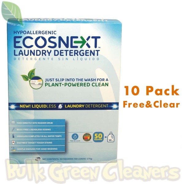 Ecos 50 Squares, Free and Clear Liquidless Laundry Detergent Sheets (10-Pack)